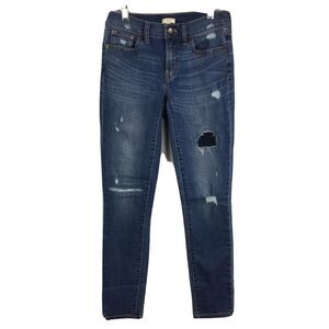J. Crew Jeans Womens Sz 24 Medium Wash Toothpick Ankle Stretch Distressed Skinny